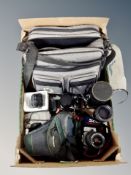 A quantity of cameras including EOS 3000V, Canon AV-1, Asahi lens,