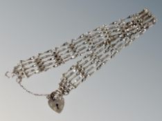 A silver gate bracelet