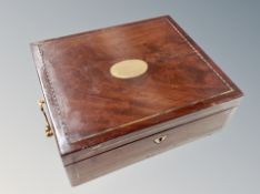 A Victorian rosewood writing slope together with a further inlaid mahogany table box