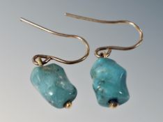 A pair of 9ct gold turquoise earrings