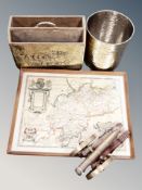 A framed map of Warwickshire and Leicestershire after Saxton,