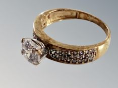 A 9ct gold cubic zirconia solitaire ring