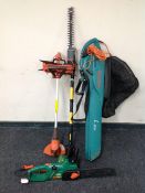 A Bosch garden vacuum, flymo strimmer,