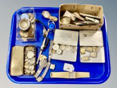 A collection of watch parts, dials,