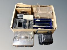 A group of antique bellows cameras,