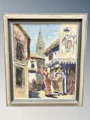 Danish school, oil on canvas, Spanish dancer in a street,