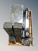 A box of Samsung subwoofer, Panasonic blu-ray disc home theatre sound system,