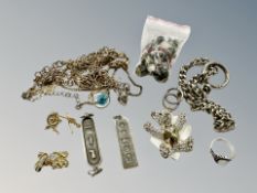 A silver ingot pendant and a quantity of costume jewellery CONDITION REPORT: Silver