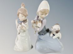 Two Lladro figures 5712 Sleepy Kitten and 5032 Little Friskies
