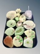 A group of Carlton ware leaf dishes, further Carlton ware preserve pot,