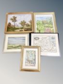 A 20th century map of Northumbria after the original by Saxton together with further pictures and