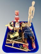 A group of vintage toys and puppets,