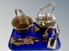 A Victorian copper kettle,