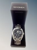 A Gent's Police stainless steel automatic watch with power reserve indicator,