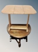 Two small oak drop leaf tables