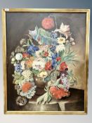 Danish school, oil on canvas, still life with flowers,