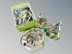 Three small boxes of costume jewellery,