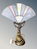 An Art Deco style leaded glass table lamp,