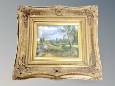 20th century school : A boy on horseback, oil on canvas, 24 cm x 19 cm,