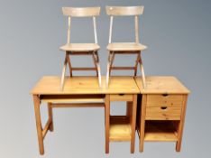 A contemporary pine desk,