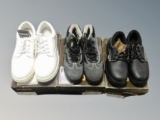 Two pairs of Beaver work boots, size 6, and a further white pair size,