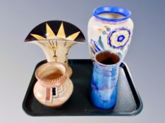 A Crown Ducal ceramic vase, one other,