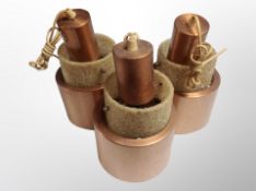 Manner of Jo Hammerborg : Three 1970's Scandinavian copper pendant light fittings