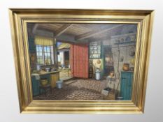 N Martoft (Danish) : A cottage interior, oil on canvas,