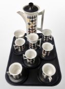 Fourteen pieces of Portmeirion Gold Check coffee china