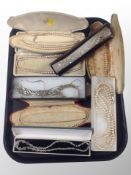 A collection of costume jewellery including necklaces some with silver clasps, necklace,