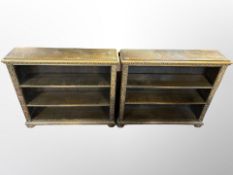 A pair of early 20th century Danish carved oak open bookcases,