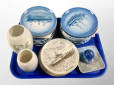 A group of Bing & Grondahl collector's plates, two further porcelain vases,