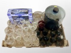 A collection of crystal drinking glasses, four Capri crystal tumblers,