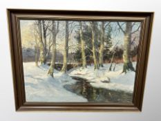 Danish School : A winter stream, oil on canvas,
