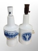 Two Royal Copenhagen porcelain lamp bases,