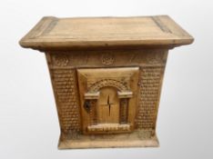 A 19th century Danish inlaid oak wall cabinet,