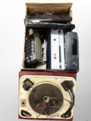 A Garrard Model R98H turntable together with a further box containing JVC turntable,