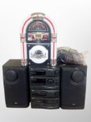 A JVC hifi with speakers and a Jukebox style cd player