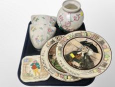 A Maling lustre vase, two further wall pockets,