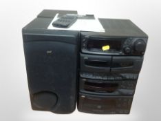 A JVC compact component hifi system with remote and pair of speakers