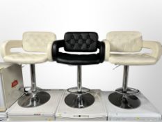 Three chrome and vinyl rise and fall chairs