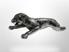 A Desmo Leaping Leopard die cast chrome car mascot,
