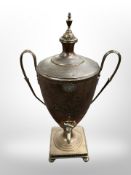 A copper samovar,