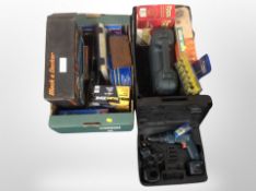 Two boxes of boxed power tools, Black and Decker, Workzone,