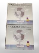 Two boxed 12 inch oscillating desk fans