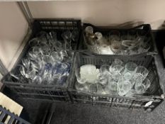 Three crates of 20th century crystsal, glass, decanter,