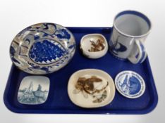 A Royal Copenhagen Fajance shallow plate, similar mug,