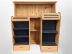 A contemporary pine open bookcase,