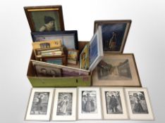 A box of Continental pictures and prints,