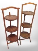 Two Edwardian three tier folding cake stands